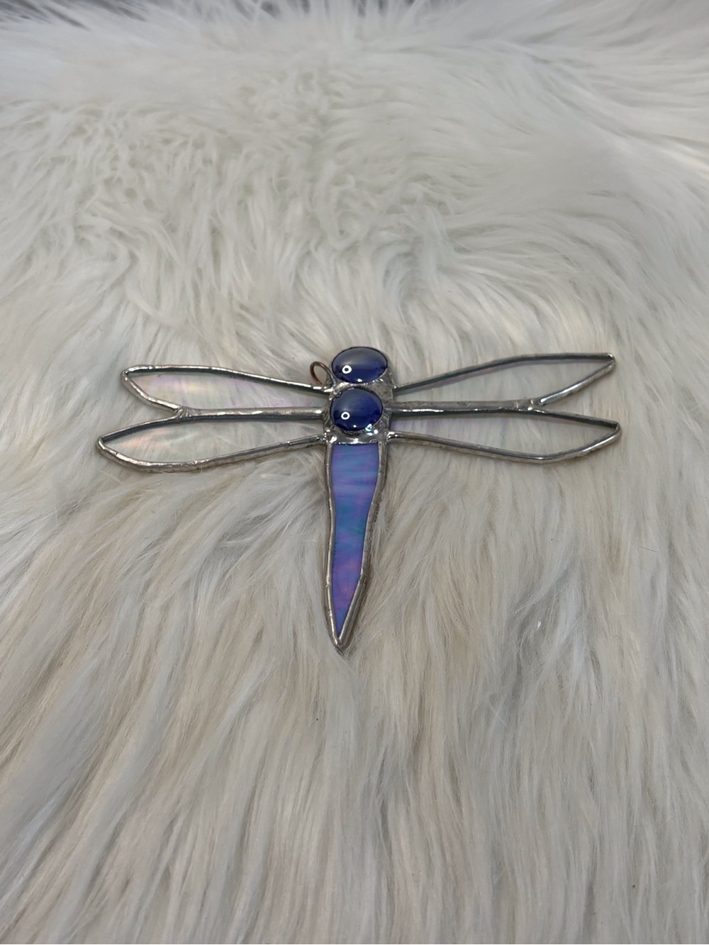 (122)Blue Iridescent Glass Dragonfly Wall Accent - Picture 5 of 10